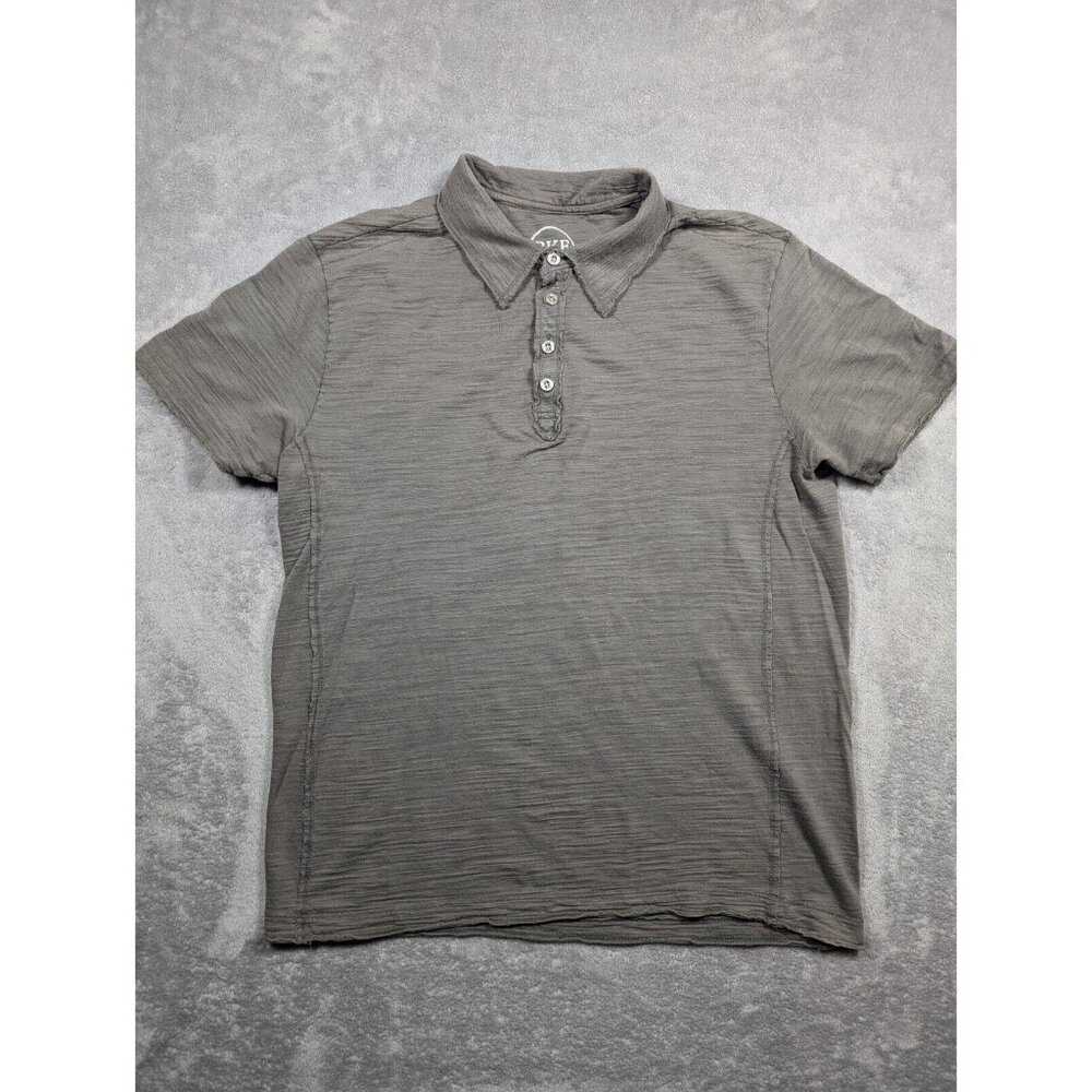 BKE Buckle Polo Shirt Men Large Gray Athletic Fit Distressed Raw Trim Streetwear